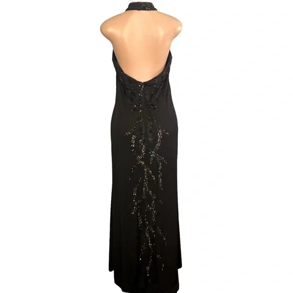 Nightway Collections High Neck Black Sequin Gown - Picture 7 of 9
